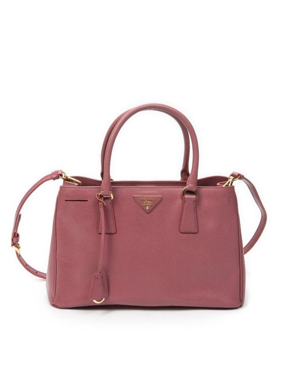 Prada Midi Amziptote Pink Saffiano Leather Shoulder Bag